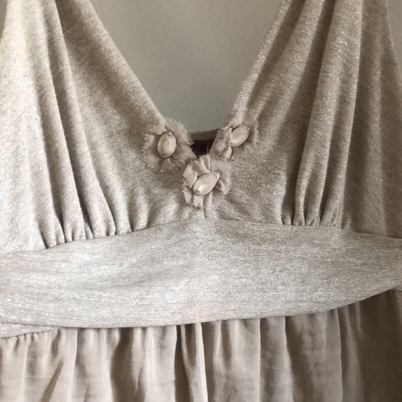 Metallic threaded babydoll top with silk overlay by Velvet - Picture 4 of 12